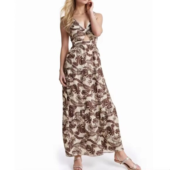 Venus Floral Cut-Out Cotton Maxi Dress Sz 10 - Picture 1 of 12